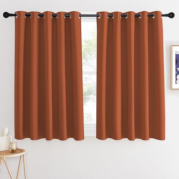 NICETOWN Blackout Curtains 54 Inches Long, Thermal Insulated Room Darkening Curtains for Bedroom, Window Treatment Drapes for Living Room Nursery (W66 x L54 Inch, Burnt Orange, 1 Panel) by NICETOWN