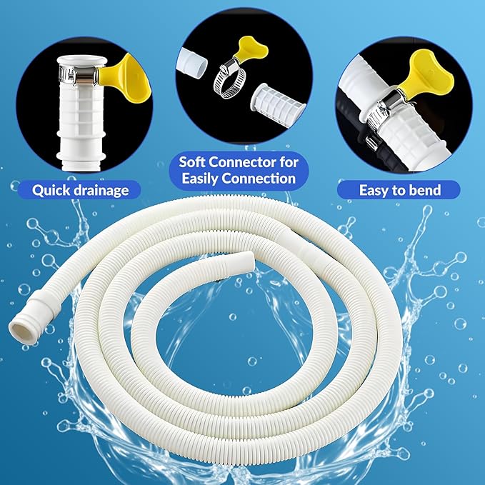Portable Dehumidifier Drain Hose with Cuttable Rubber Adapter and Clamp,Flexible Universal AC and Dehumidifier Replacement Hose Kit (13FT) - Image 4