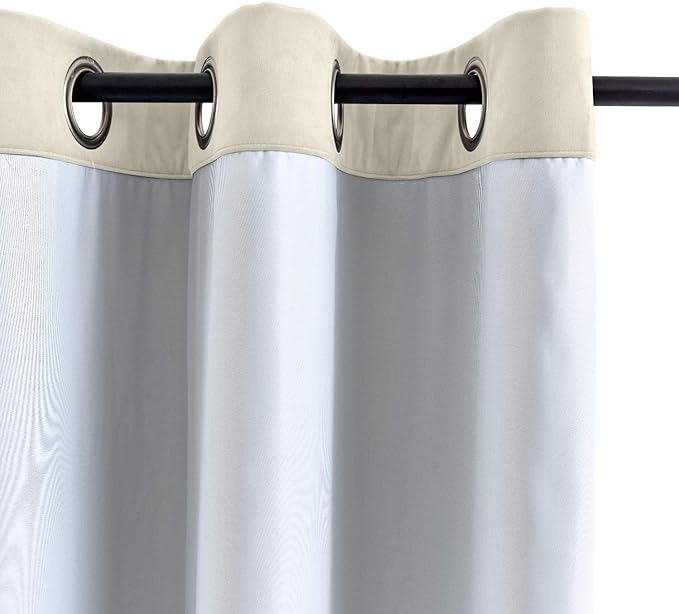 ChadMade Blackout Lined Premium Velvet Curtain Ivory 84Wx72L Inch (1 Panel), Eyelet Grommet for Livingroom Bedroom Theater Studio, Leon Collection - Image 3