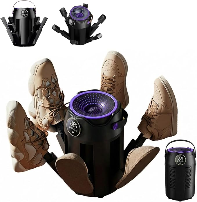 6-Arm Boot and Glove Dryer Family Size – Forced Air Boot Dryer with Heat Blower & Timer. Foldable Ski Boot Dryer, Warmer & Hockey Equipment Dryer for Shoes, Ski Gloves, Hats – Adjustable Rack(Black) by LYNTHEAUX