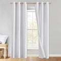NICETOWN 100% Absolutely Blackout Linen Curtains with Thermal Insulated White Liner, White, 34 inches Wide, 90 inches Length Energy Saving Curtains for Living Room 2 Panels Set, Vertical Blinds by NICETOWN
