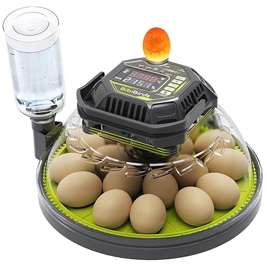 Egg Incubator with Automatic Egg Turning and Humidity Control,Built in Atomizer, Auto Egg Turner, Auto Stop Flip,18egg,Egg Candler, Hatching Small Quail Chicken Duck Goose at Home Backyard by BIBIBIRDS
