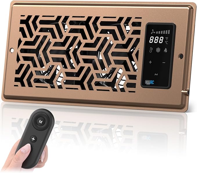 4"x10" Register Booster Fan with Remote Control and Thermostat - Energy Efficient HVAC Vent Booster Fan for Enhanced Home Airflow, Dimmable Display & Easy Installation-Airvent T4-10S by AITECAC