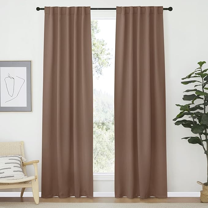 NICETOWN Blackout Curtain Panels Window Draperies - (Cappuccino Color) 34-Inch Wide x72-Inch Long, 2 Pieces, Home Decoration Light & Noise Reducing Window Covering Room Darkening Drapes for Bedroom by NICETOWN