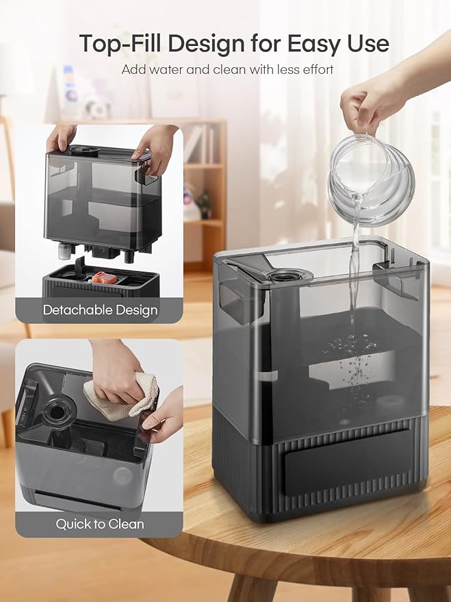 FOHERE Smart Humidifier for Bedroom, 6L Quiet Warm Cool Mist Humidifier with 60H Runtime, Aroma Diffuser, Sleep Mode, 12H Timer, Ultrasonic Top Fill Humidifiers for Home, Baby, Plants, Office - Image 8