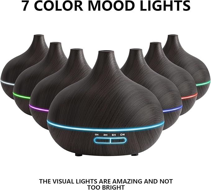SACATR 550ml Oil Diffuser with 15x10mL Essential Oils, Ultrasonic Technology, Remote Control for Home Office - Image 3