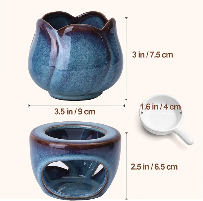 ComSaf Essential Oil Burner for Scented Oil, Ceramic Aromatherapy Aroma Oil Candle Diffuser, Tea Light Wax Melt Warmer, Essential Oil Burner with Tealight Candle Holder Home Decor Housewarming Gift - Image 3