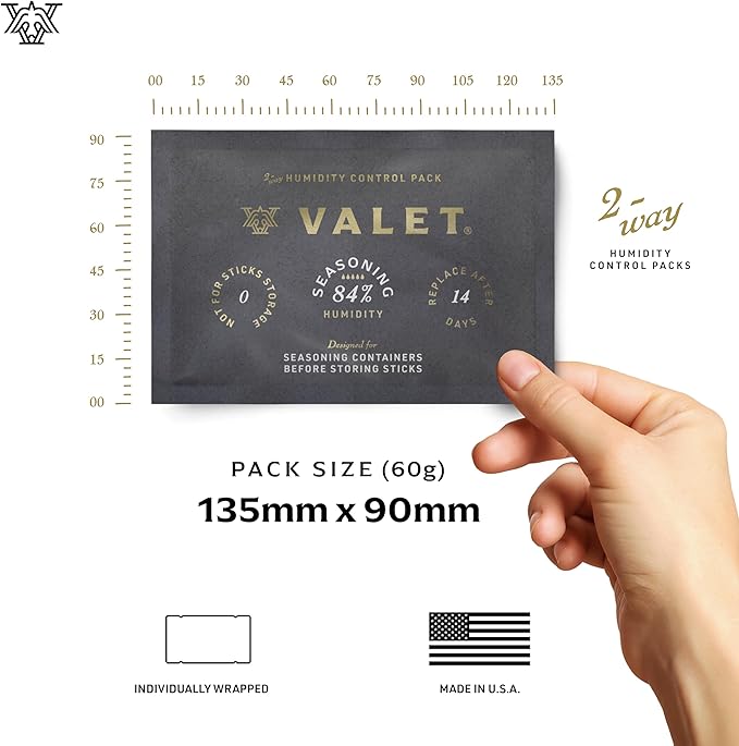 Valet 84% Two-Way Humidity Pack for Seasoning Wood Containers, 60g Humidifier Pack Prevents Leaks and Controls Moisture with Natural Craft Paper Design, Individually Wrapped - Image 2