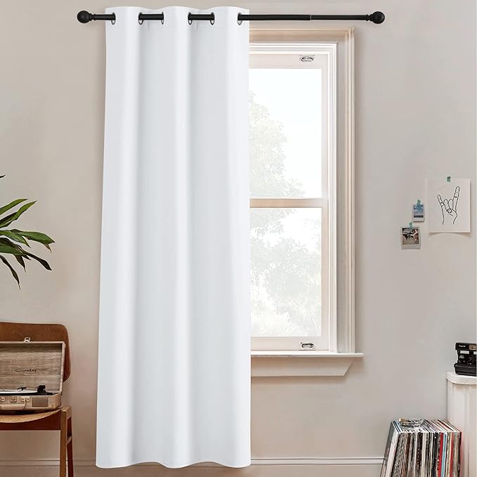 RYB HOME White Curtains 108 inches Long Room Darkening Room Seperating Divider Privacy Drapes for Patio Door Home Theatre Backdrop Living Room Window Decor, 1 Panel, Pure White, W 60 x L 108 inch by RYBHOME