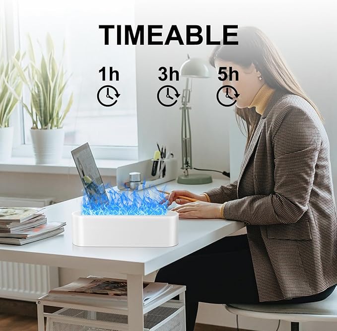 Flame Air Aroma Diffuser Humidifier, Upgraded 7 Flame Colors Aromatherapy Aroma Diffusers for Home, Bedroom, Office, Yoga, Timer & Waterless Auto Off 150ml - Image 4