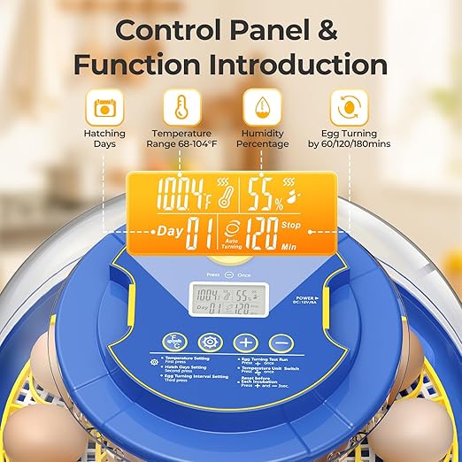 18 Egg Incubators for Hatching Eggs, 360° View with Automatic Egg Turning & Humidity Control, Built-in Egg Candler for Hatching Chicken, Duck, Goose, Quail, Ideal for Home, Classroom, Laboratory, Farm - Image 4