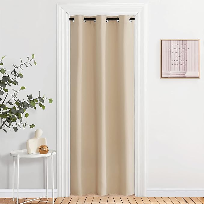 NICETOWN Doorway Curtains, Room Darkening Curtain and Drape Energy Efficient Warmth Grommet Curtain for Office & Classroom (Biscotti Beige, Sold Individually, 42 inches Wide by 84 inches Long) by NICETOWN