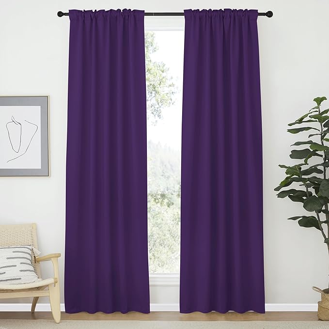 NICETOWN Blackout Curtain Panels Window Draperies - (Royal Purple Color) 42-Inch Wide x84-Inch Long, 2 Pieces, Home Decoration Light & Noise Reducing Window Covering Room Darkening Drapes for Bedroom - Image 2