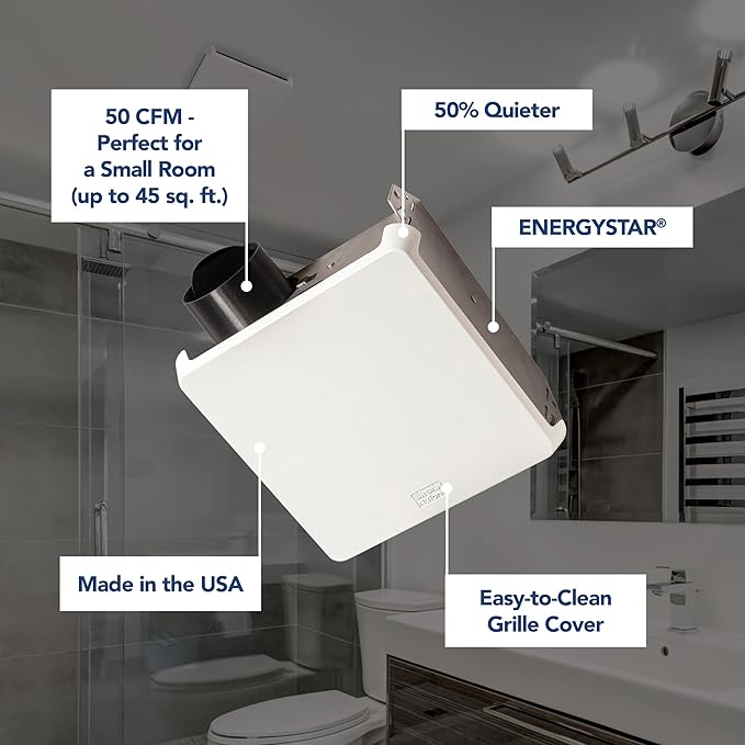Broan-Nutone® 688E Bathroom Exhaust Fan, 50 CFM Energy Star Exhaust Fan, 2.0 Sones - Image 2