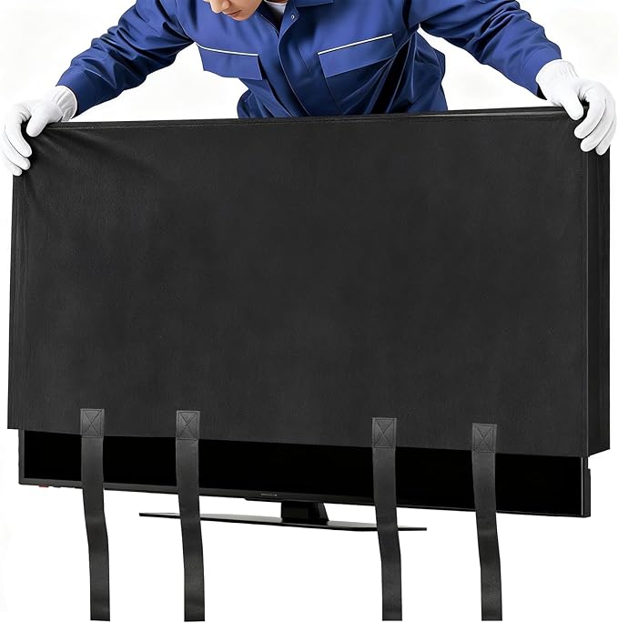 60"-65" Thicken TV Cover Moving Dust Anti-Scratch TV Screen Cover Fits with Bottom Strap, Heavy Duty Felt Screen Protector, for Protection TV Moving Home Renovation Scratch or Other Furniture by Unknown