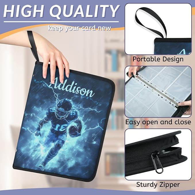 Custom Hockey Card Binder, 9-Pocket Trading Card Binder, Personalized Card Holder Fits 900 Cards with 50 Sleeves, Storage Album Case for TCG, MTG, Sports Cards - Image 5