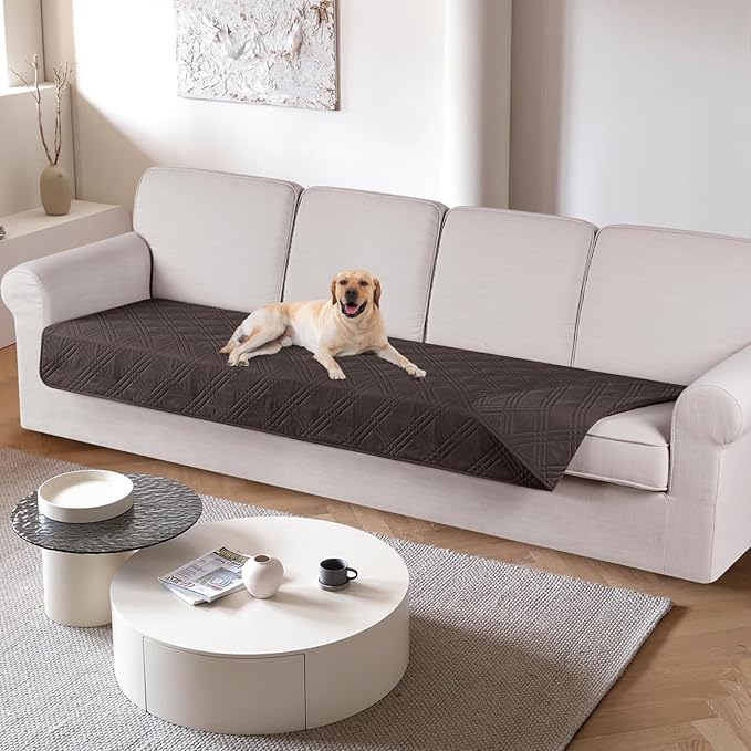 TAOCOCO Reversible Couch Seat Cover for Dogs Pets Couch Cover for Chaise Sectional Sofa U Shape Sofa Furniture Protector Sofa Slipcover(Oversized Sofa, Chocolate) by TAOCOCO