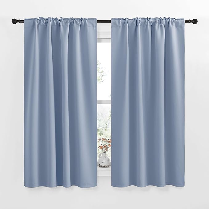 NICETOWN Blackout Curtains Window Panel Drapes - (Vintage Blue Color) W42 x L63, 2 Panels, Home Decoration Light Blocking Thermal Insulated Blackout Rod Pocket & Back Loop Draperies for Living Room - Image 2
