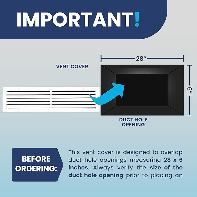 28x6 Inch (Duct Opening) Air Return Vent Cover Decorative – Premium Aluminum AC Vent Cover for Ceiling & Wall, Rustproof Grille, Ideal for Home HVAC Grille, Durable & Easy to Install by ACLAMINAIRE - Image 4
