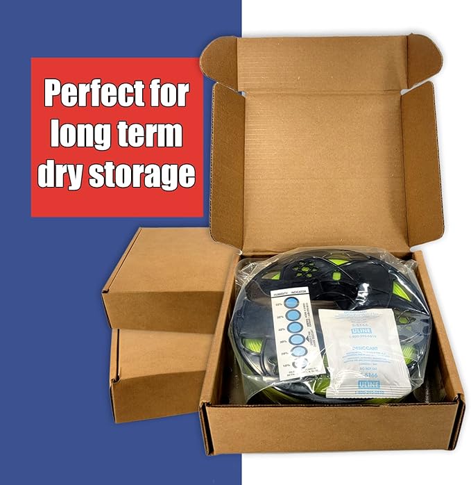 3D Printer Filament Storage Kit 10 Pack. Includes: 10 Boxes,10 Resealable 4.5 Mil Nylon/LDPE Plastic, 10 Rechargeable Clay Desiccant Packs, 10 Humidity Indicators, 30 Printable Labels by NetSellsIt - Image 8