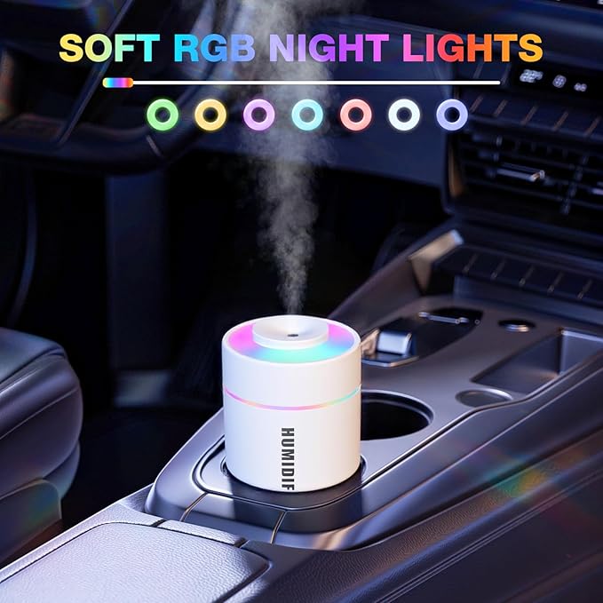 Portable Mini Humidifier, 180ml USB Cool Mist Small Humidifiers for Bedroom, Personal Desktop Humidification for Car Office Travel & Indoor Plants(White Grey) - Image 3