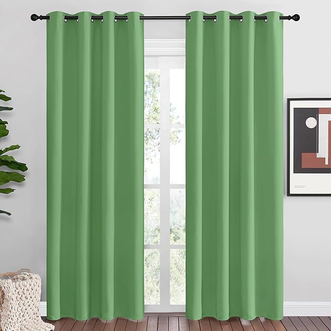NICETOWN Froest Green Blackout Curtains 86 inches Length for Living Room, 2 Panels, 55" Wide, Thermal Insulated Long Drapes for Large Window by NICETOWN