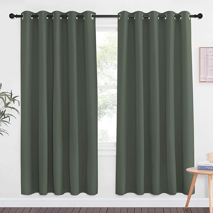 NICETOWN Blackout Doorway Curtain Drape 72 inch Length - Grommet Noise Reducing Thermal Insulated Solid Modern Window Treatments for Bedroom/Porch (1 Panel, Dark Mallard, 66 x 72 Inch,) by NICETOWN