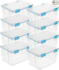 Sterilite 8-Pack Gasket Box, Weather-Resistant Storage Bins with Latching Lids, 54 Quart - Heavy-Duty Organizing Containers for Closet, Bathroom, and Office by Sterilite