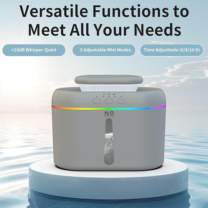 2L humidifiers for bedroom humidifier Home Ultra-Quiet 28 dB Quiet Supersized Cool Mist Air Humidifier for Baby Nursery，Dual Nozzie，Easy to Clean & Fill, 7 Color NightLight (White) - Image 4