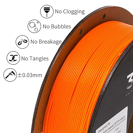 INLAND Micro Center PLA+ 3D Printing Filament 1.75mm - PLA Pro Dimensional Accuracy +/- 0.03 mm - 1kg Cardboard Spool (2.2 lbs) (1 Pack Orange, 1.75mm) - Image 3
