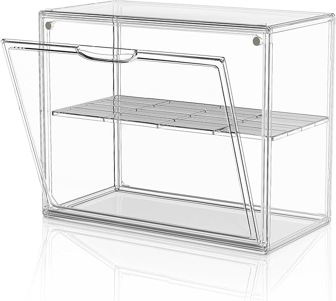 Large Acrylic Display Case for Collectibles, Stackable Hobby Blind Box Figurine Display Case with Compartment Divider for Figures, Cosmetic, Purse, Handbag, Medicine, 1 Pack by HOYOJA
