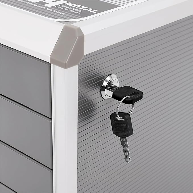 Metal Drawer Box, 4 Drawers Drawer Box luminium Alloy File Organiser, File Storage Cabinet with Lockable Drawers for Home, Office - Image 7