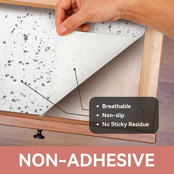 RAY STAR Shelf Liners for Kitchen Cabinets Non-Adhesive, 12 Inch x 5 Feet Trimmable Terrazzo Speckled White Shelf Liner Non Slip Vanity Cabinet Liner Refrigerator Cupboard Pantry Liner Marble - Image 8