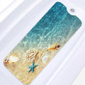 Seashell Summer Beach Bath Mat Non Slip, Starfish Blue 40 X 16 Inch Extra Long Bathtub Shower Mat for Tub Anti Slip with Suction Cups and Drain Holes for Kids Adults Elderly by Britown
