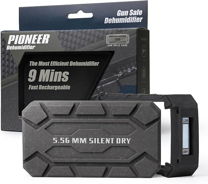 Pioneer Silent Dry Cordless Gun Safe Dehumidifier – Reusable Mini Dryer for up to 20L – 9 Min Fast Rechargeable & Moisture Removal for Guns, Safes, Cabinets, Cameras – Swat Black (1 Pack) by SDSILENTDRY