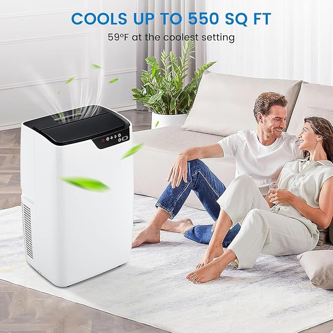 12,000 BTU Portable AC Unit – Cools 550 Sq Ft Fast | 3-In-1 Cooling, Dehumidifier & Fan Modes | Remote, 24H Timer, Easy Install Kit Quiet for Home, Office & Dorms - Image 6
