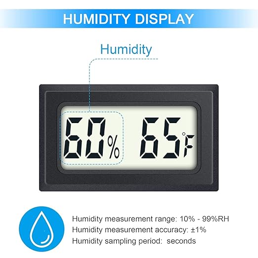 6 Pack Mini Indoor Temperature Humidity Meter Gauge Thermometer Hygrometer LCD Display Fahrenheit (℉) for Humidors Greenhouse Garden Cellar Jars Closet - Image 2