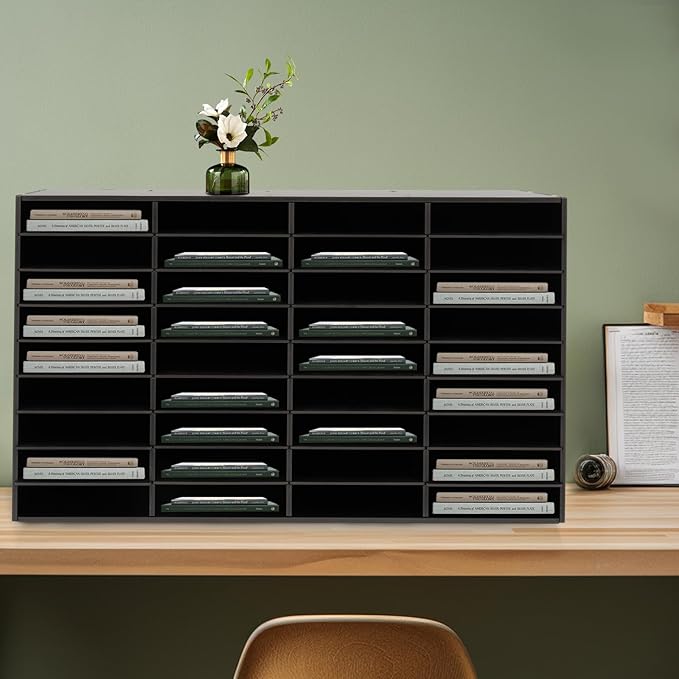 Literature Organizers 24/36Slots Mail Sorter Compartment Files Rack File Cabinet Mail Organizer Office Mailbox Storage Files Manuals Books for Office Company (BGQHQNS6WDFKH - 36 Slots - Black) - Image 8