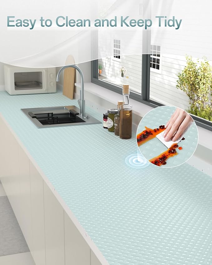 Shelf and Drawer Liner for Kitchen Cabinet, Non-Adhesive 12in x 120in Waterproof Contact Paper Refrigerator Liners Thickened Durable EVA Material Non Slip Mat for Dresser Cupboard Pantry Protector - Image 7