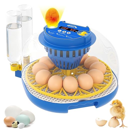 Chicken Egg Incubators for Hatching Eggs, 12 Egg Incubator with Automatic Egg Turning and Humidity Control – Chicken Incubators for Hatching Eggs with 360° View/Candler/Water Bottle Refill/Air Vent by LoveAllYourLittleOnes