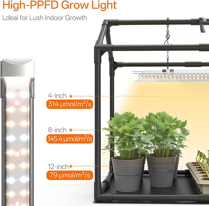 Bstrip Indoor Greenhouse with Grow Light, Mini EVA Tent with PE Base Mat, Ventilation Windows & Zippered Door, 18W Tabletop Greenhouse Light for Seed Starting with Timer, 23.8" x 15.7" x 20.5" - Image 6