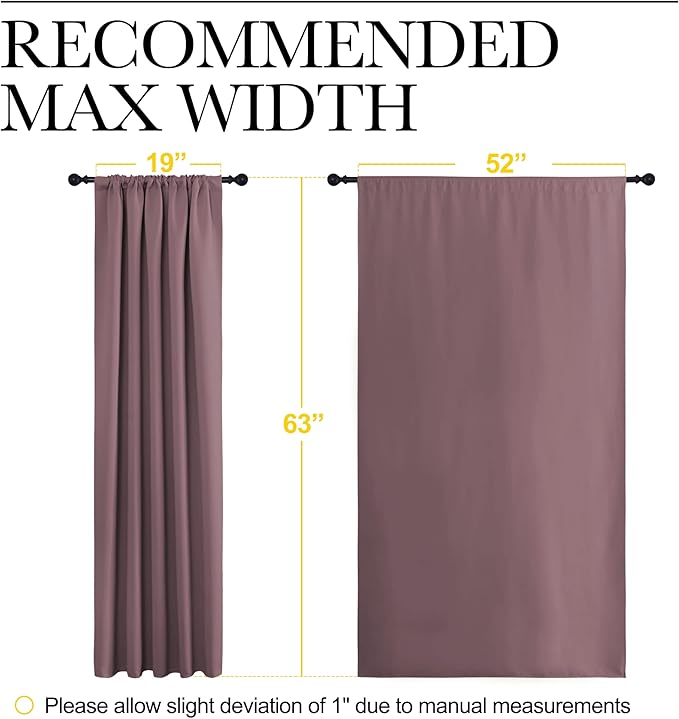 NICETOWN Blackout Curtains for Living Curtains, Room Darkening Curtains & Drapes for Kids Bedroom, Home Decoration Draperies (Dry Rose, 52" x 63", 2 PCs) - Image 7
