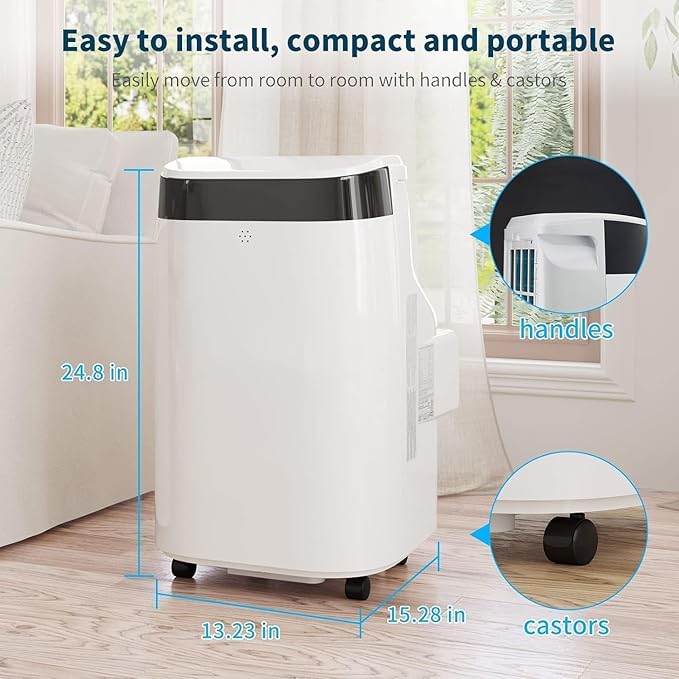 10,000 BTU Portable Air Conditioner - Cools Up To 450 Sq Ft, 3 in-1 AC Unit (Dehumidifier, Fan) with Remote Control & Window Kit - Quiet Portable AC for Large Rooms - Image 7