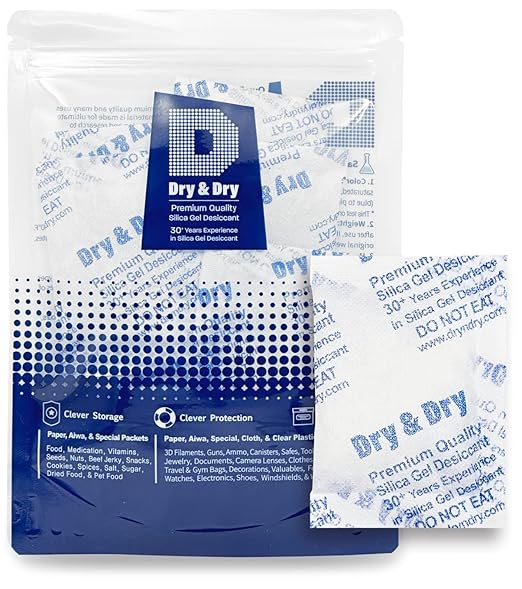 Dry & Dry 20 Gram [5 Packets] Silica Gel Packets Desiccants, Silica Packets - Rechargeable Silica Gel Packs, Silica Gel Packets, Desiccants Packets, Silica Gel by DryDry