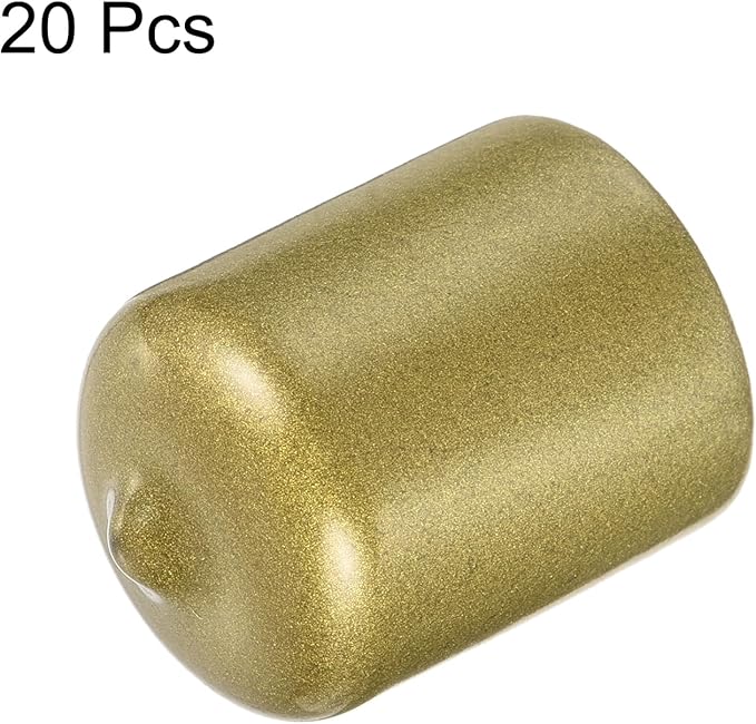 uxcell 20pcs Rubber End Caps 21mm ID Vinyl Round Tube Bolt Cap Cover Thread Protectors Gold - Image 2
