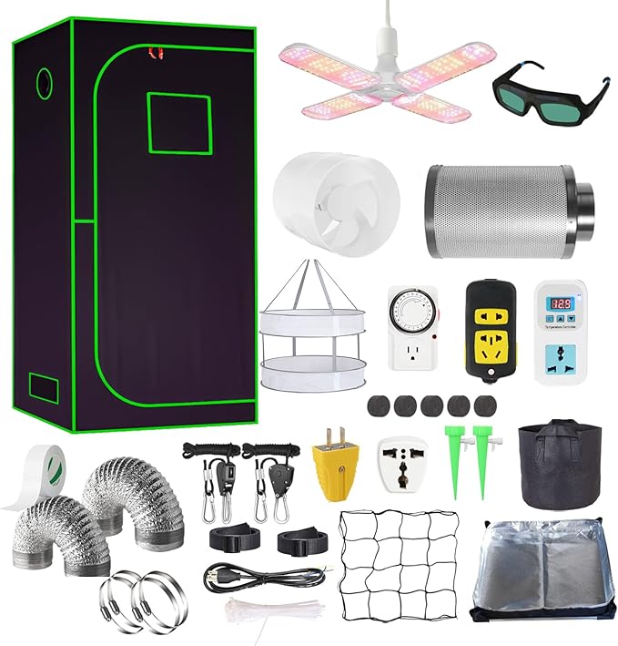3.3x3.3FT Grow Tent Kit, Complete High Reflective Mylar Indoor Grow Tent + LED Grow Light Combo Hydroponics Indoor Plant Growing Tent System with Carbon Filter (40"x40"x80") by iMeshbean
