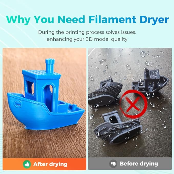 Official Creality Filament Dryer, Space Pi Filament Dryer, 360° Fast Heating 3D Printer Filament Dry Box, Filament Storage with 110W PTC Heater LCD Touch Screen One-Key Set - Image 4