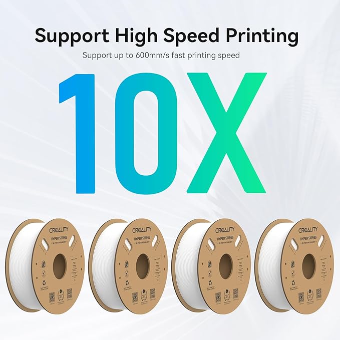 Creality Hyper PLA Filament 1.75mm, 30-600mm/s High Speed 3D Printer Filament, Dimensional Accuracy +/-0.02mm, Fit Most FDM 3D Printers, 4 Pack 1kg Spool(2.2lbs), White - Image 4
