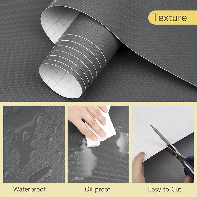 WochiTV Adhesive Shelf Liner 30 X 240 Inches Peel and Stick Kitchen Liner for Cabinets, Drawers Removable Protector Mat Waterproof Contact Covering for Dresser Pantry Countertops Shelves, Gray - Image 3