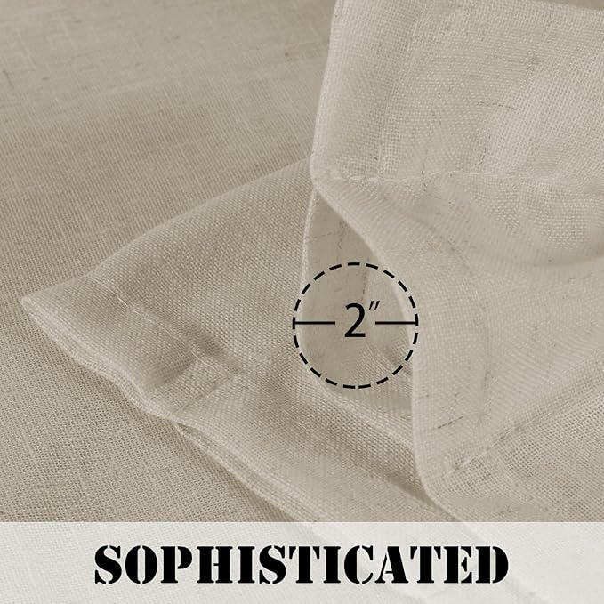 H.VERSAILTEX Linen Curtains Elegant Natural Linen Semi Sheer Curtains Energy Light Filtering Rod Pocket Window Treatments Panels for Living Room (Set of 2, Castle Wall, 52 inch W X 108 inch L) - Image 5